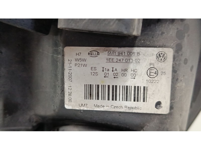 Recambio de faro derecho para volkswagen golf plus v (5m1, 521) 1.9 tdi referencia OEM IAM 5M1941006B  