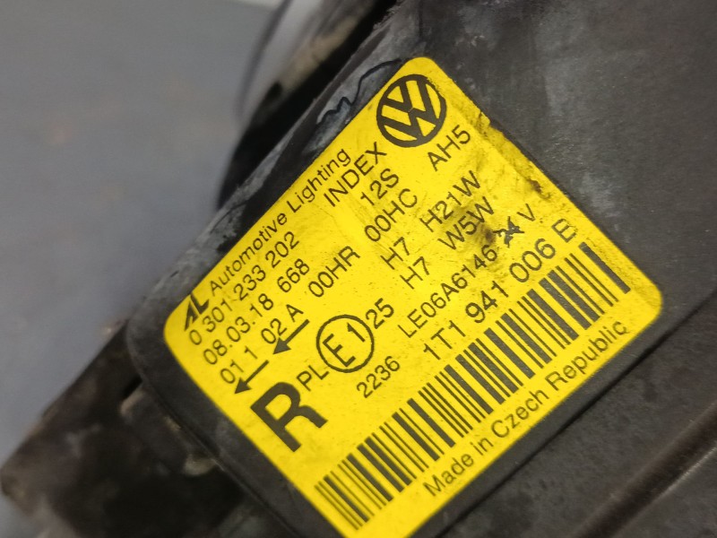 Recambio de faro derecho para volkswagen touran (1t1, 1t2) 2.0 tdi 16v referencia OEM IAM 1T1941006E  