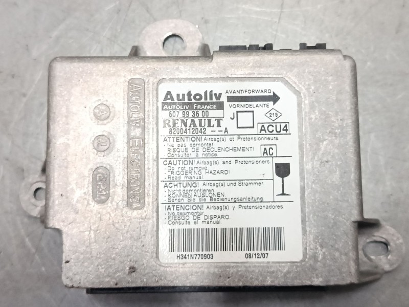 Recambio de centralita airbag para renault scénic ii (jm0/1_) 1.5 dci (jm1e, jm16) referencia OEM IAM 8200412042 607993600 
