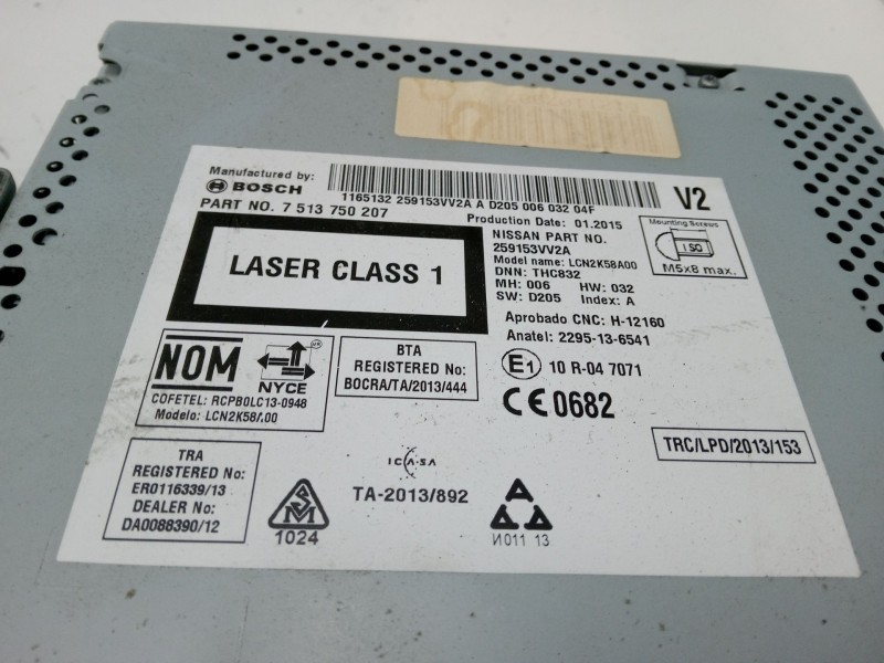 Recambio de pantalla multifuncion para nissan note (e12) 1.2 dig-s referencia OEM IAM 7513750207 259153VV2A 