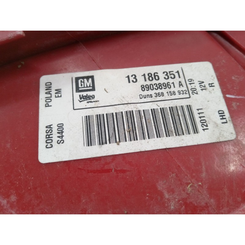 Recambio de piloto trasero derecho para opel corsa d (s07) 1.2 (l08, l68) referencia OEM IAM 13186351  