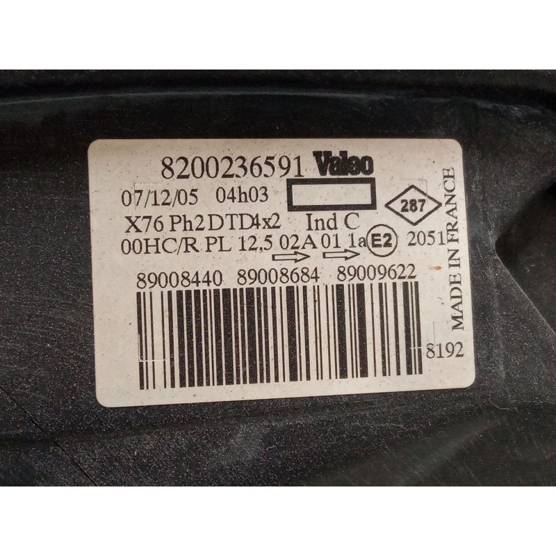 Recambio de faro derecho para renault kangoo (kc0/1_) 1.2 16v (kc05, kc06, kc03, kc0t, kc0w, kc1d) referencia OEM IAM 8200236591