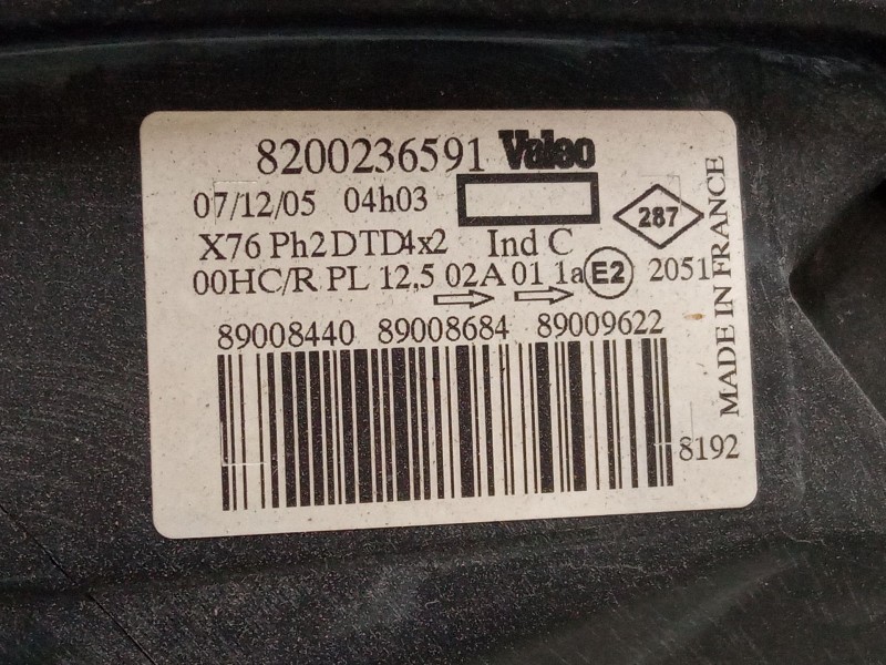 Recambio de faro derecho para renault kangoo (kc0/1_) 1.2 16v (kc05, kc06, kc03, kc0t, kc0w, kc1d) referencia OEM IAM 8200236591