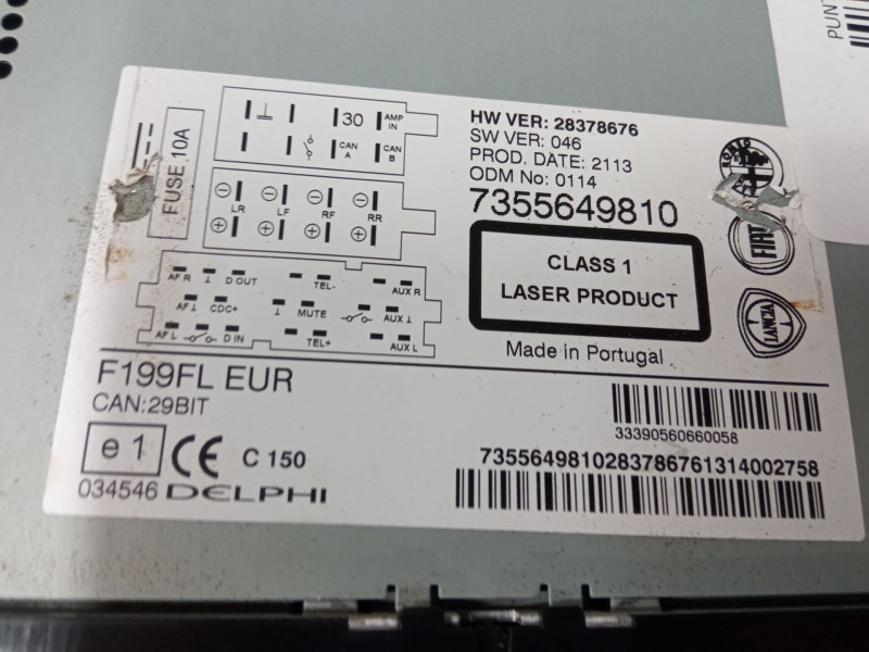 Recambio de radio para fiat punto (199_) 1.3 d multijet referencia OEM IAM 7355649810  