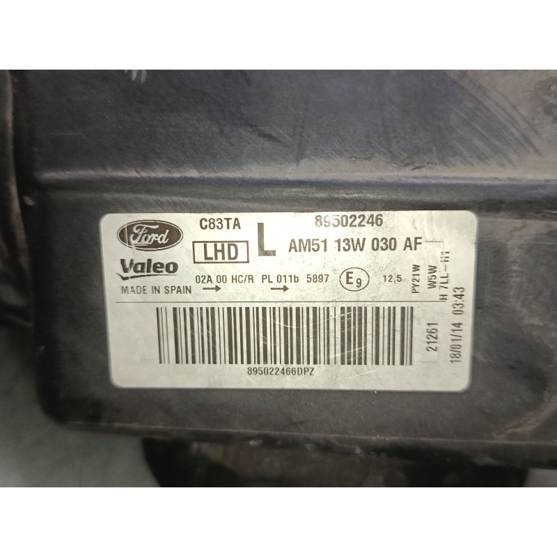 Recambio de faro izquierdo para ford c-max ii (dxa/cb7, dxa/ceu) 1.0 ecoboost referencia OEM IAM AM5113W030AE 89502246 