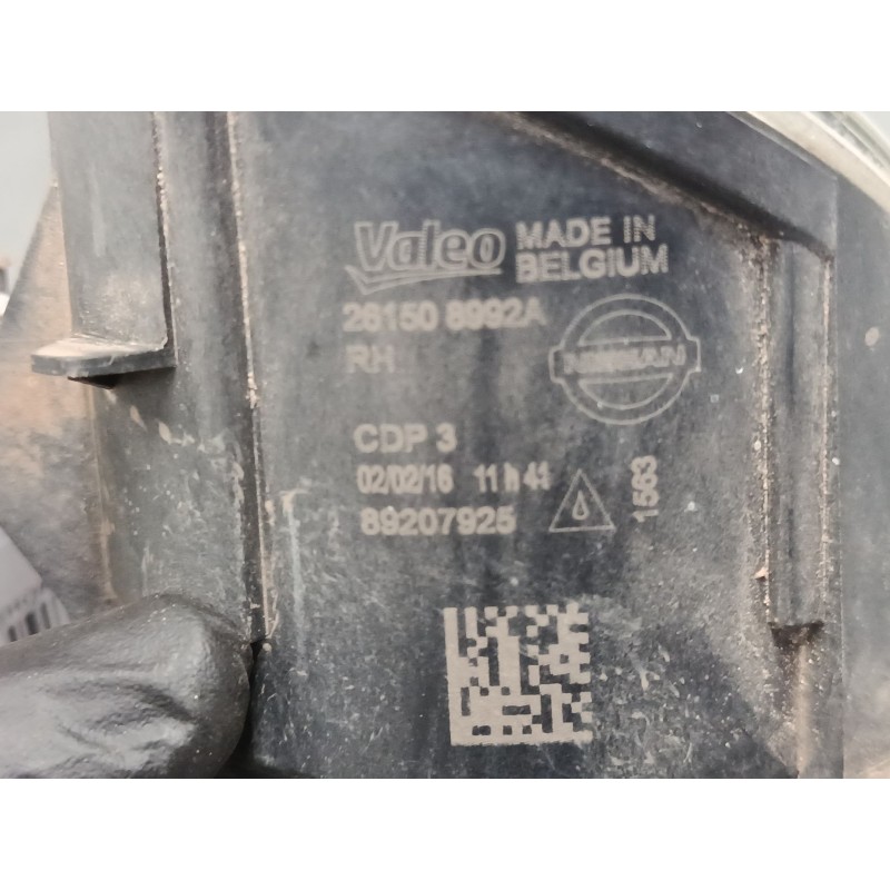 Recambio de faro antiniebla derecho para nissan qashqai i (j10, nj10) 2.0 dci a las 4 ruedas referencia OEM IAM 89207925 2615089