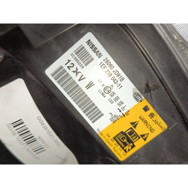 Recambio de faro izquierdo xenon para nissan qashqai i (j10, nj10) 2.0 dci a las 4 ruedas referencia OEM IAM 26060JD91B  