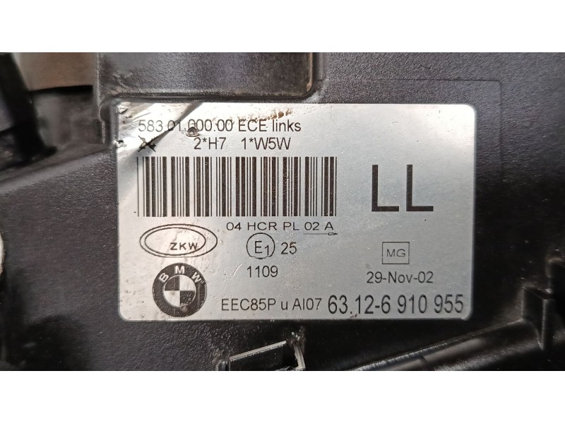 Recambio de faro izquierdo para bmw 3 (e46) 320 d referencia OEM IAM 63117193387  
