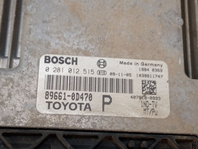 Recambio de centralita motor uce para toyota yaris (_p9_) 1.4 d-4d (nlp90_) referencia OEM IAM 896610D470 0281012515 