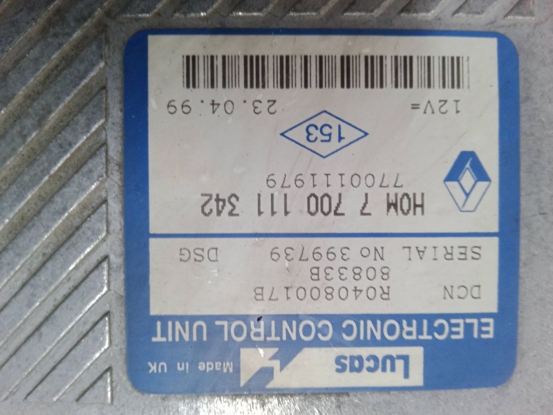 Recambio de centralita motor uce para renault megane scenic (ja0/1_) 1.9 d (ja0j) referencia OEM IAM R04080017B 7700111979 HOM77 Recambio de centralita motor uce para renault megane scenic (ja0/1_) 1.9 d (ja0j) referencia OEM IAM R04080017B 7700111979 HOM77