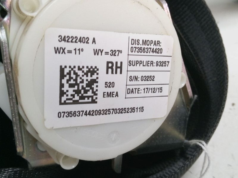 Recambio de cinturon seguridad trasero derecho para jeep renegade suv (bu, b1, bv) 1.6 crd referencia OEM IAM 7356374420  