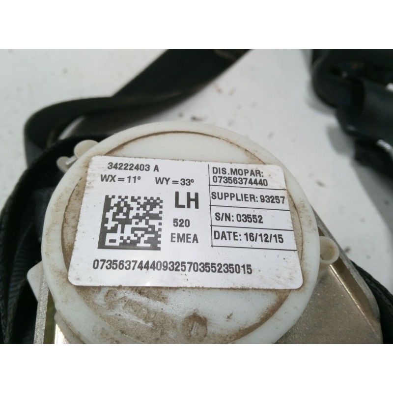 Recambio de cinturon seguridad trasero izquierdo para jeep renegade suv (bu, b1, bv) 1.6 crd referencia OEM IAM 7356374440  