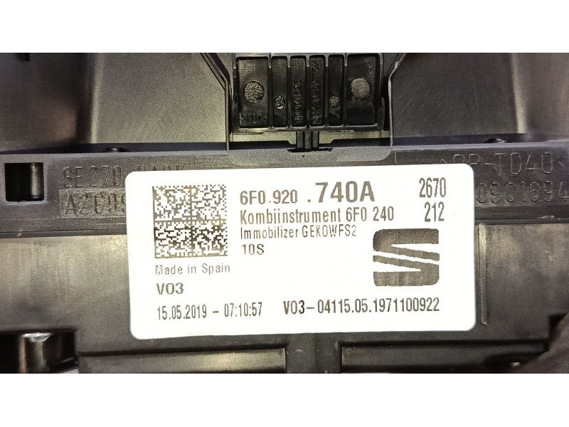 Recambio de cuadro instrumentos para seat ibiza v (kj1, kjg) 1.0 mpi referencia OEM IAM 6F0920740A  