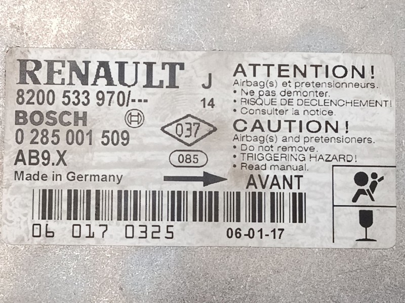 Recambio de centralita airbag para renault modus / grand modus (f/jp0_) 1.4 (jp01, jp0j) referencia OEM IAM 8200533970 028500150