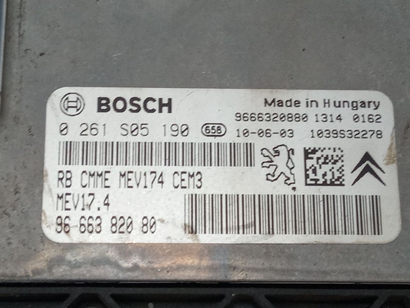 Recambio de centralita motor uce para peugeot 207/207+ (wa_, wc_) 1.4 16v referencia OEM IAM 9666382080 9666320880 0261S05190