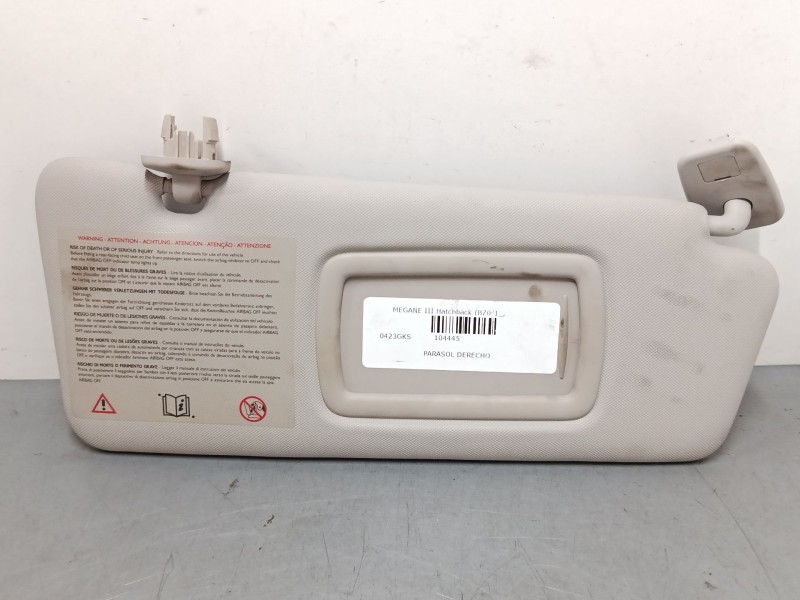 Recambio de parasol derecho para renault megane iii hatchback (bz0/1_, b3_) 1.6 16v (bz1b, bz1h) referencia OEM IAM   
