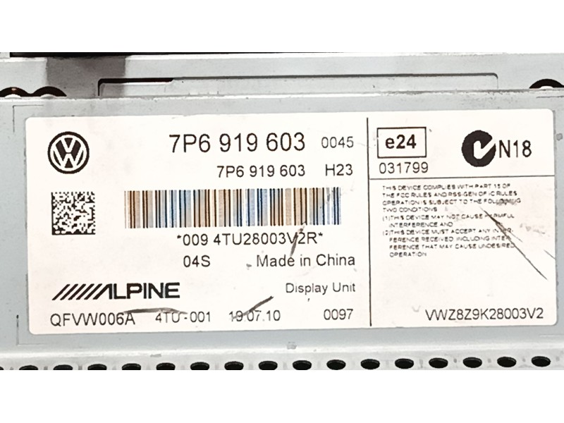 Recambio de pantalla multifuncion para volkswagen touareg (7la, 7l6, 7l7) 5.0 v10 tdi referencia OEM IAM 7P6919603  