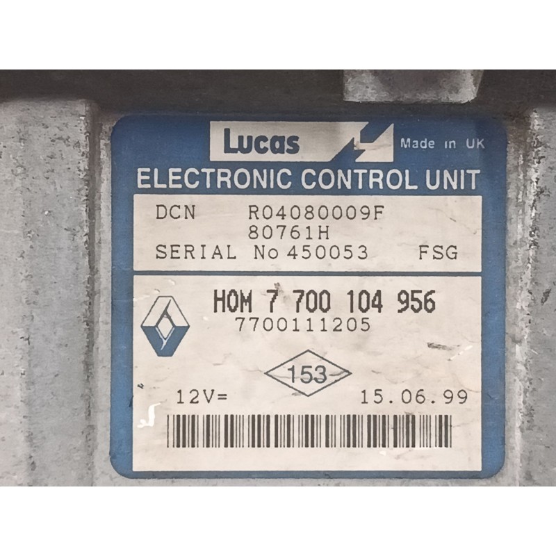 Recambio de centralita motor uce para renault clio ii (bb_, cb_) 1.9 d (b/cb0e, bb0j) referencia OEM IAM HOM770104956  770011120