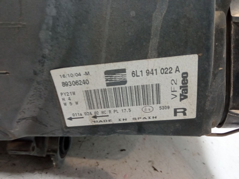 Recambio de faro derecho para seat ibiza iii (6l1) 1.4 16v referencia OEM IAM 6L1941022A 89306240 