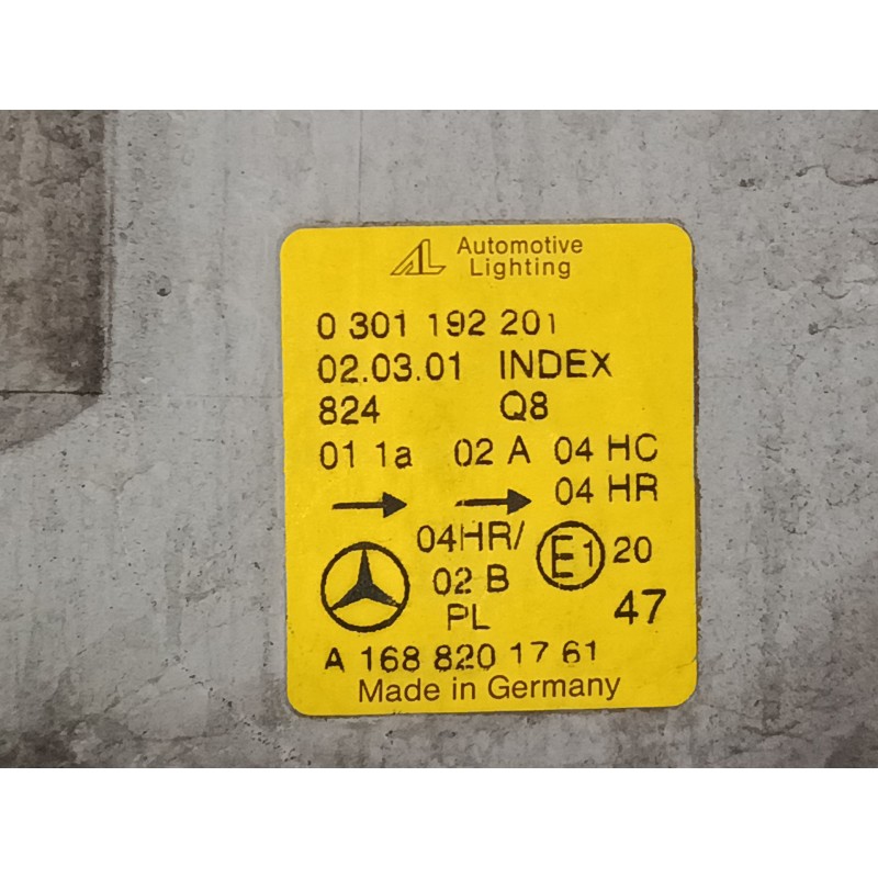Recambio de faro izquierdo para mercedes-benz clase a (w168) a 190 (168.032, 168.132) referencia OEM IAM A1688201761  