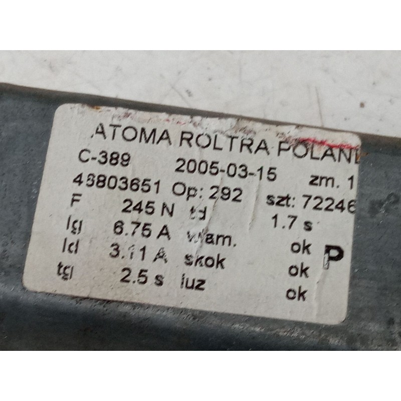Recambio de elevalunas delantero derecho para fiat panda / panda classic (169_) 1.2 (169.axb11, 169.axb1a) referencia OEM IAM 48