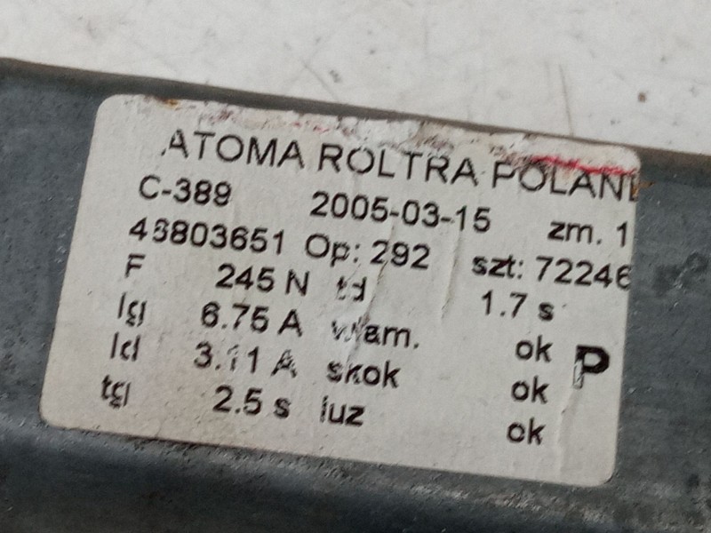 Recambio de elevalunas delantero derecho para fiat panda / panda classic (169_) 1.2 (169.axb11, 169.axb1a) referencia OEM IAM 48