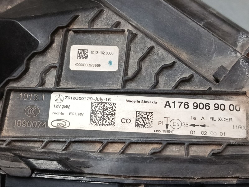Recambio de faro derecho led para mercedes-benz clase a (w176) a 220 d (176.003) referencia OEM IAM A1769069000  