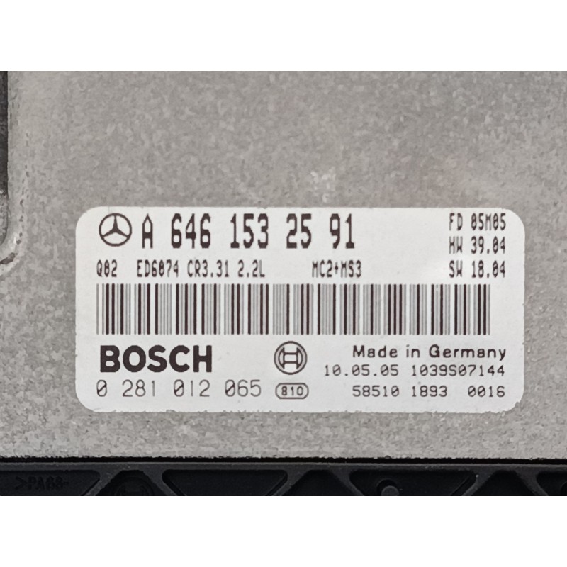 Recambio de centralita motor uce para mercedes-benz vito / mixto furgoneta (w639) 111 cdi (639.601, 639.603, 639.605) referencia