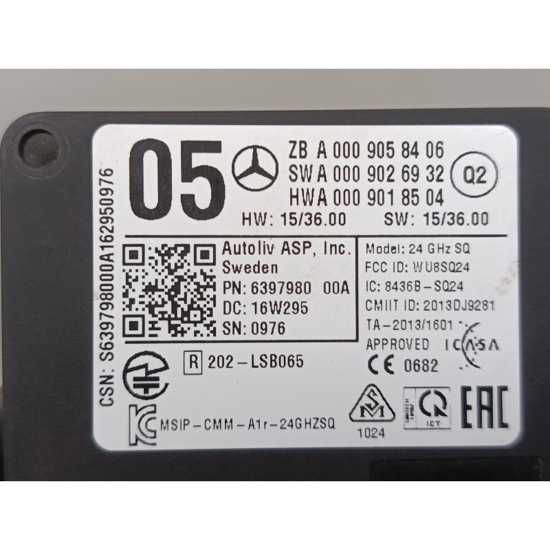 Recambio de modulo radar control distancia para mercedes-benz clase a (w176) a 220 d (176.003) referencia OEM IAM A0009058406 A0