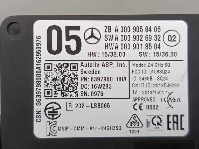 Recambio de modulo radar control distancia para mercedes-benz clase a (w176) a 220 d (176.003) referencia OEM IAM A0009058406 A0