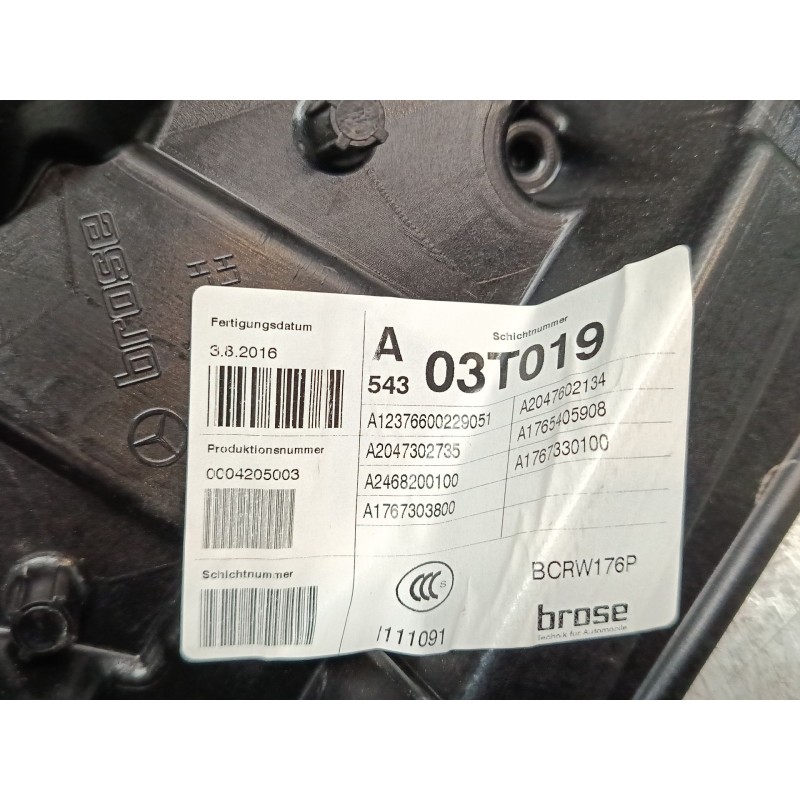 Recambio de elevalunas electrico trasero izquierdo para mercedes-benz clase a (w176) a 220 d (176.003) referencia OEM IAM A12376