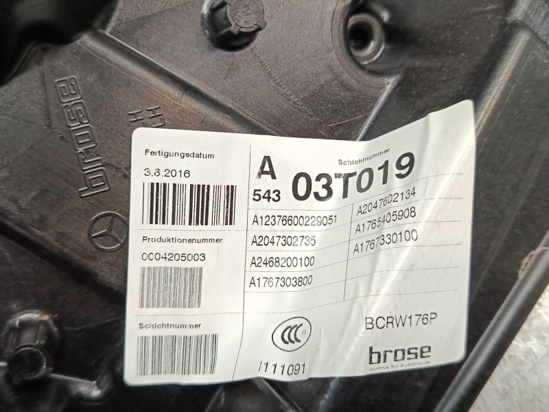 Recambio de elevalunas electrico trasero izquierdo para mercedes-benz clase a (w176) a 220 d (176.003) referencia OEM IAM A12376