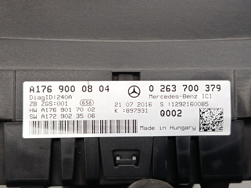 Recambio de cuadro instrumentos para mercedes-benz clase a (w176) a 220 d (176.003) referencia OEM IAM A1769000804 0263700379 