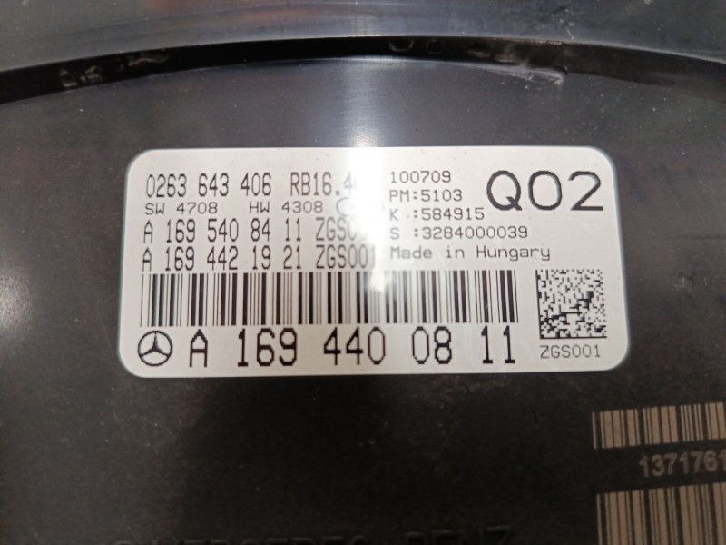 Recambio de cuadro instrumentos para mercedes-benz clase a (w169) a 180 cdi (169.007, 169.307) referencia OEM IAM A1694400811 02