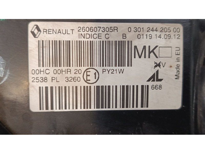 Recambio de faro izquierdo para renault megane iii grandtour (kz0/1) 1.2 tce (kz2b, kz11) referencia OEM IAM 260607305R 03012442