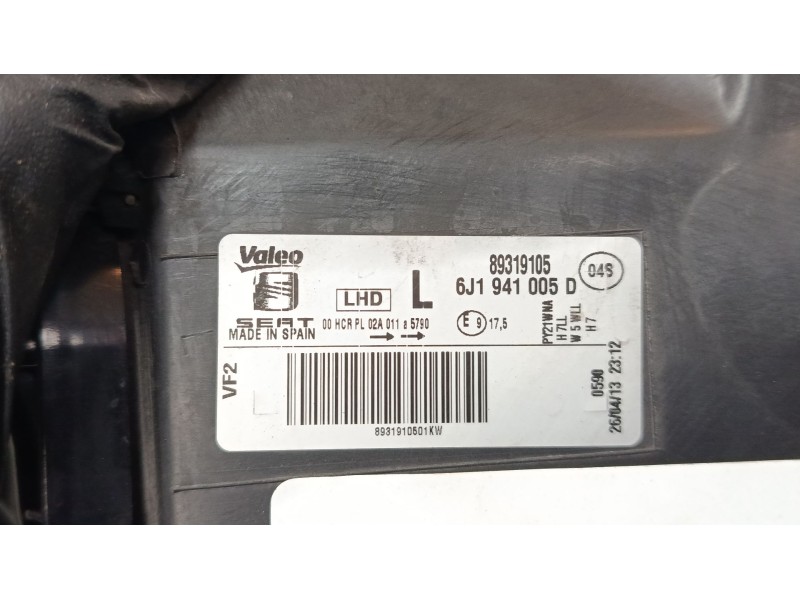 Recambio de faro izquierdo para seat ibiza iv sc (6j1, 6p5) 1.4 referencia OEM IAM 6J1941005D  