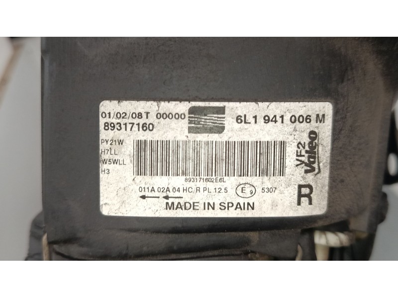 Recambio de faro derecho para seat ibiza iii (6l1) 1.4 tdi referencia OEM IAM 6L1941006M  