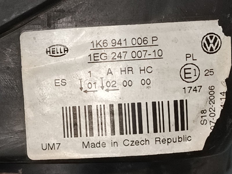 Recambio de faro derecho para volkswagen golf v (1k1) 1.9 tdi referencia OEM IAM 1K6941006P  