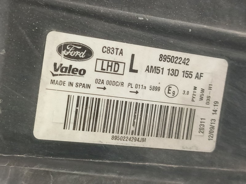 Recambio de faro izquierdo xenon para ford c-max ii (dxa/cb7, dxa/ceu) 1.6 ti referencia OEM IAM AM5113D155AF 89502242 