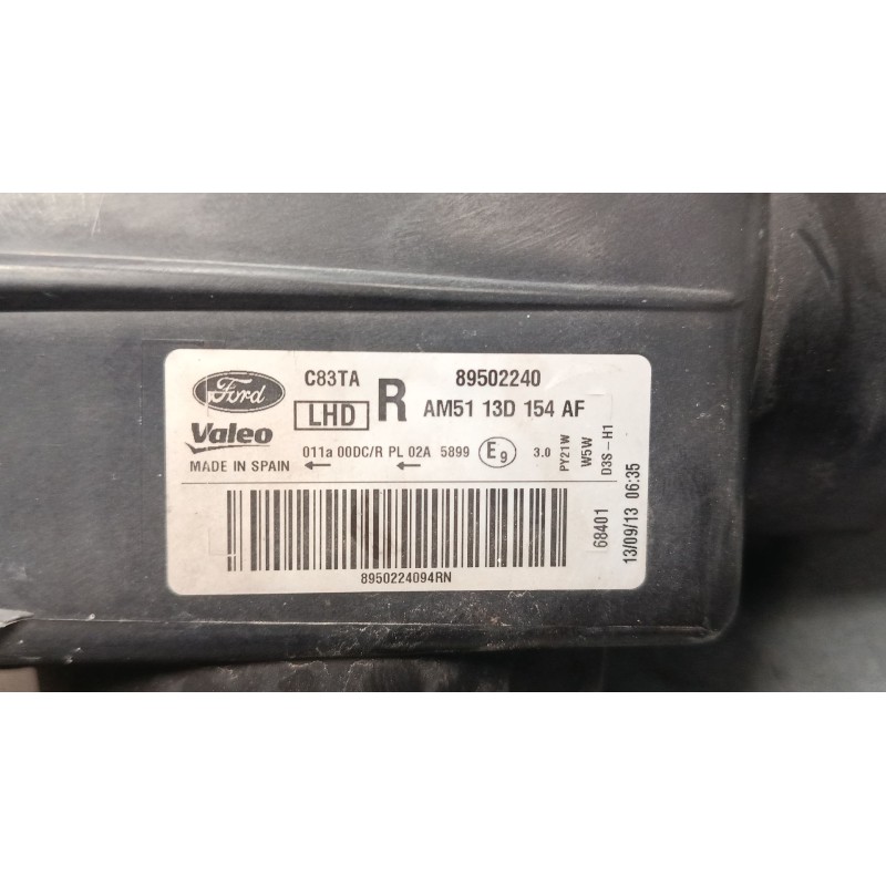 Recambio de faro derecho xenon para ford c-max ii (dxa/cb7, dxa/ceu) 1.6 ti referencia OEM IAM AM5113D154AF 89502240 