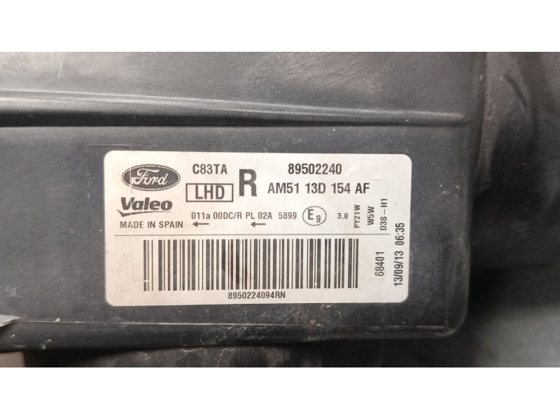 Recambio de faro derecho xenon para ford c-max ii (dxa/cb7, dxa/ceu) 1.6 ti referencia OEM IAM AM5113D154AF 89502240 