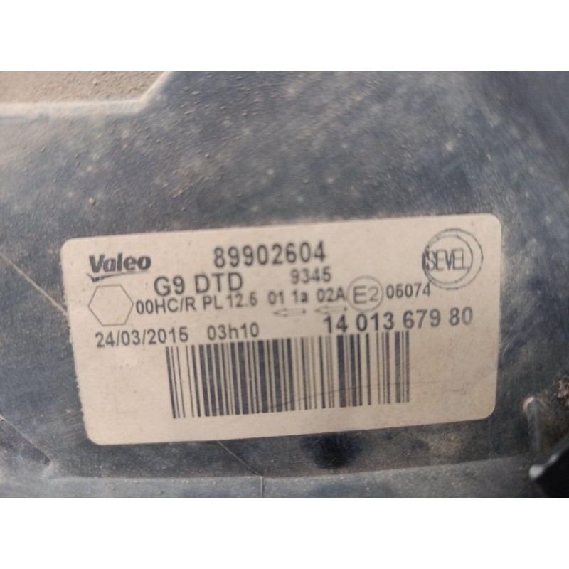 Recambio de faro derecho para fiat scudo furgoneta (270_, 272_) 1.6 d multijet referencia OEM IAM 1401367980 89902604 