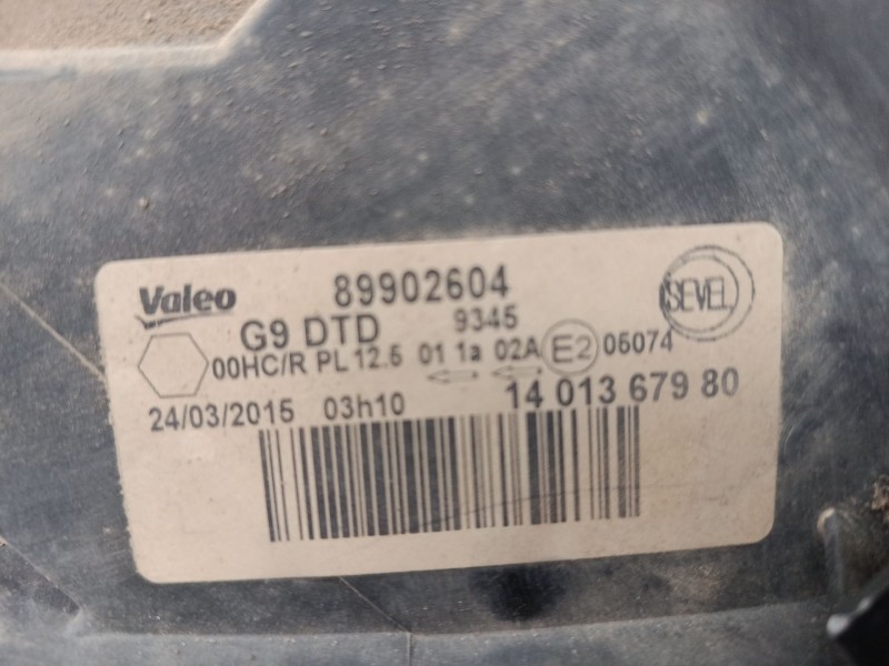 Recambio de faro derecho para fiat scudo furgoneta (270_, 272_) 1.6 d multijet referencia OEM IAM 1401367980 89902604 