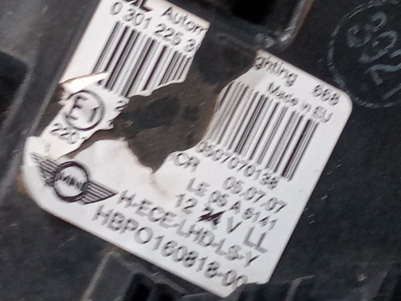 Recambio de faro izquierdo para mini mini (r56) one referencia OEM IAM HBP016081800 0301225301 
