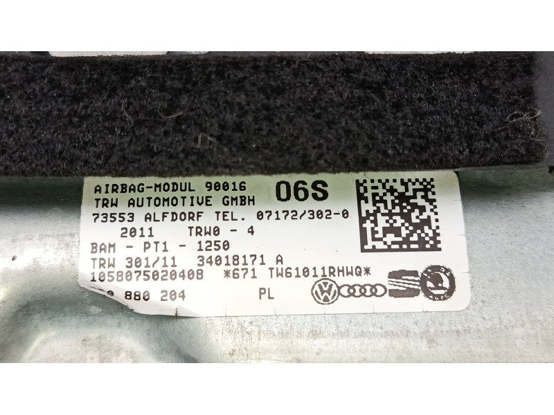 Recambio de airbag salpicadero para volkswagen polo v (6r1, 6c1) 1.2 tdi referencia OEM IAM 6R0880204 34018171A 