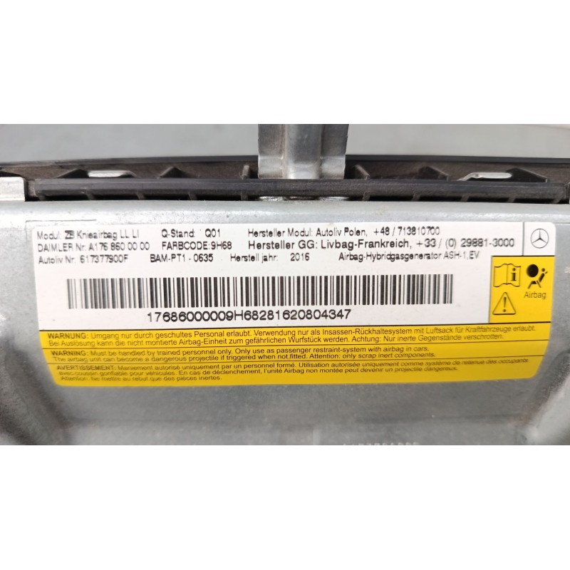 Recambio de airbag de rodilla para mercedes-benz clase a (w176) a 220 d (176.003) referencia OEM IAM A1768600002  