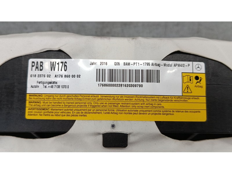 Recambio de airbag salpicadero para mercedes-benz clase a (w176) a 220 d (176.003) referencia OEM IAM A1768600002  