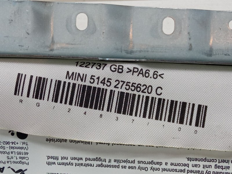 Recambio de airbag salpicadero para mini mini (r56) one referencia OEM IAM 51452755620C 51452752768 