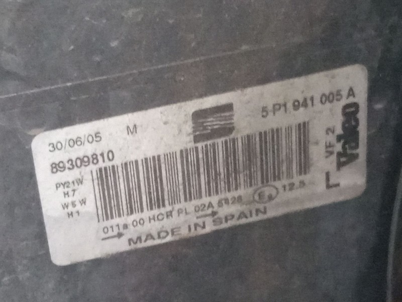 Recambio de faro izquierdo para seat altea (5p1) 1.9 tdi referencia OEM IAM 5P1941005A  