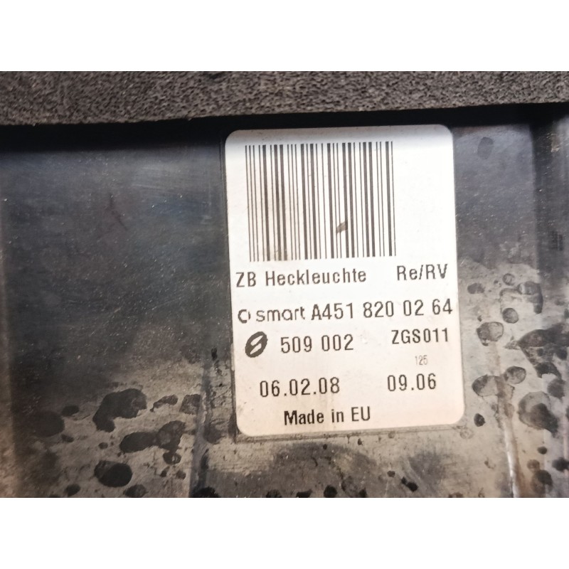 Recambio de piloto trasero derecho para smart fortwo coupé (451) 1.0 (451.331, 451.380) referencia OEM IAM A4518200264  